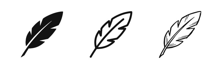 Quill Pen Feather Icon Set - Writing, Literature and Calligraphy Symbols © drawing lines
