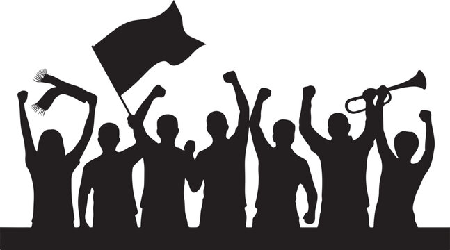 People protesting with flags and megaphones