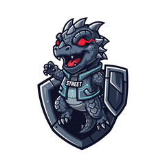 Fototapeta premium Dragon Mascot in Shield Armor