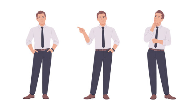 Three businessmen standing and gesturing in professional attire Vector