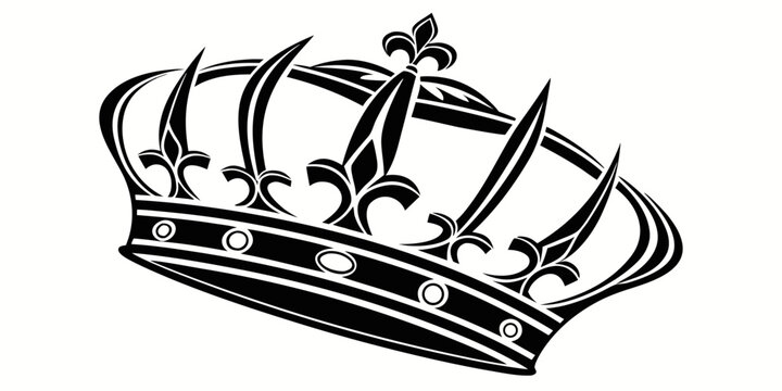 Classic royal crown heraldic style vector icon with fleur de lis monarchy sovereign ornament heraldic authority illustration monochrome isolated prestige detailed decorative majestic