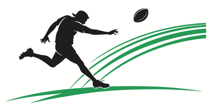 American football player kicking ball graphic silhouette with football silhouette american training exercise competition professional equipment activity performance strength illustration