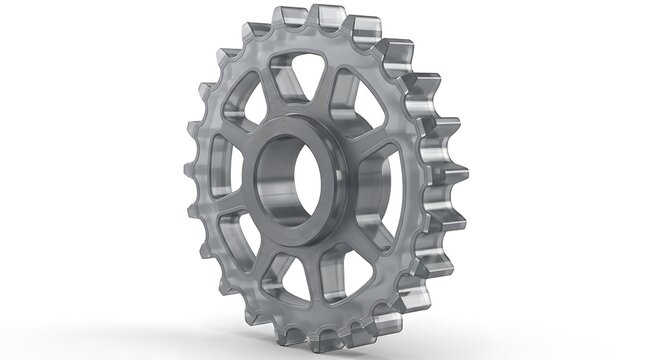 Gray gear wheel on white background