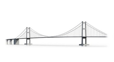 Fototapeta premium Large suspension bridge structure with tall towers and steel cables showing modern engineering and transportation