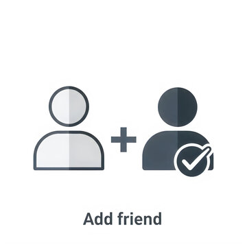 Add friend user interaction icon with check mark for profile connection.
