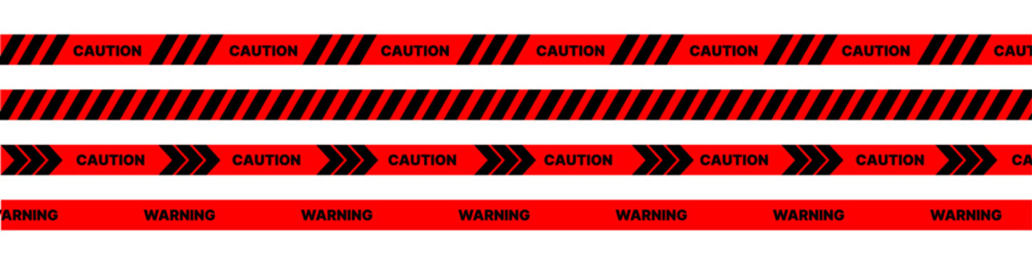 Red warning tapes set. Safety tape. Barrier tape. Caution tapes. Vector scalable graphics
