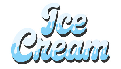 Ice text poster and cream background font with alphabet cool sweet. Vector design food and 3d chocolate cartoon with template ice cream milk. Mockup ice typography and letter cream graphics. © Tetiana Kubara