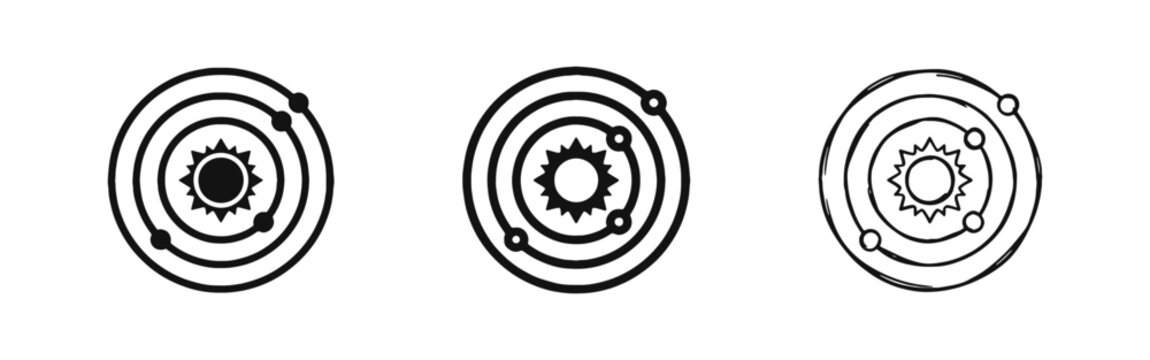 Solar System Planets Orbit Icon Set Astronomy and Science Education