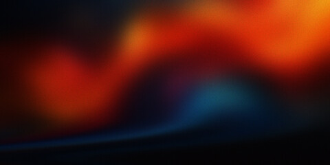 Intense dark abstract background with fiery red and blue light leaks and heavy noise texture for dramatic creative visual. © md