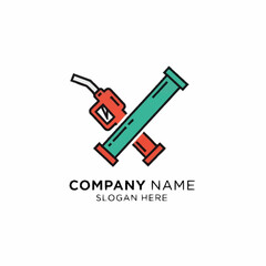 Obraz premium Fuel nozzle and syringe logo design.