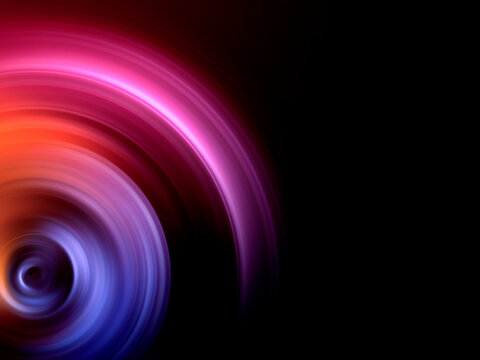 Abstract blue and rad neon circles on a black background.