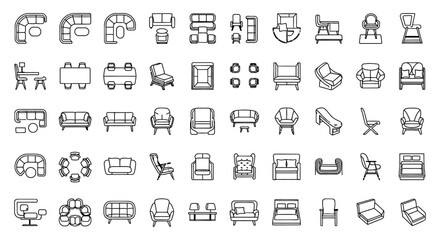 Fototapeta premium set of furniture icons for interior design and architectural planning top view