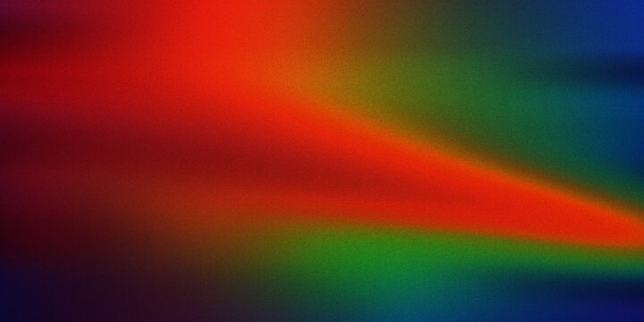 Rainbow gradient with vibrant colors and grainy texture, dynamic diagonal band of red green and blue, abstract background for creative and energetic design.
