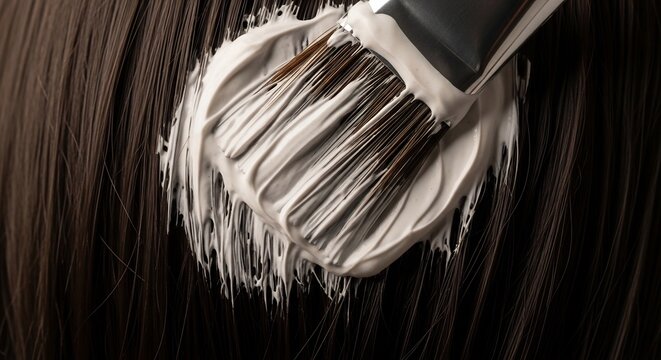 Hair coloring with brush and dye.