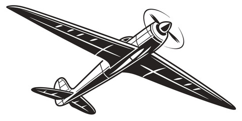 Vintage propeller airplane silhouette vector illustration with airplane propeller aviation aircraft illustration transport silhouette aeronautics aerospace transportation monoplane isolated © Ruhi