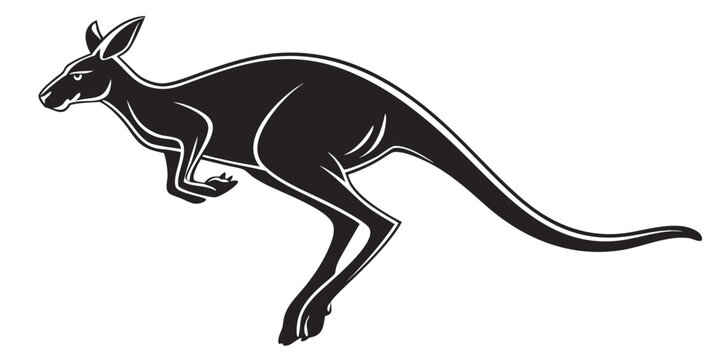 Graphic silhouette of a bounding kangaroo with kangaroo silhouette bounding marsupial australia wildlife isolated illustration minimalist creature wilderness australian movement