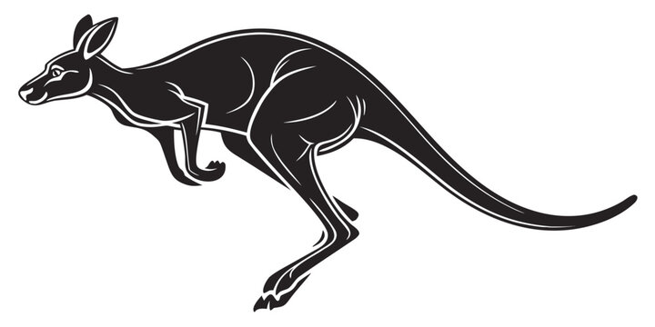 Silhouette illustration of a jumping kangaroo with kangaroo silhouette wildlife australian marsupial bounding isolated movement creature wilderness australia symbolic stylized