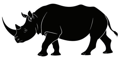 Minimalist rhinoceros silhouette design with graphic design rhinoceros silhouette minimalist strength endangered creature iconography branding illustration isolated artistic majestic © Ruhi