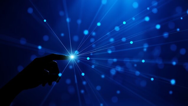Digital transformation conceptual for next generation technology era AI Machine learning Hands touching smartly .