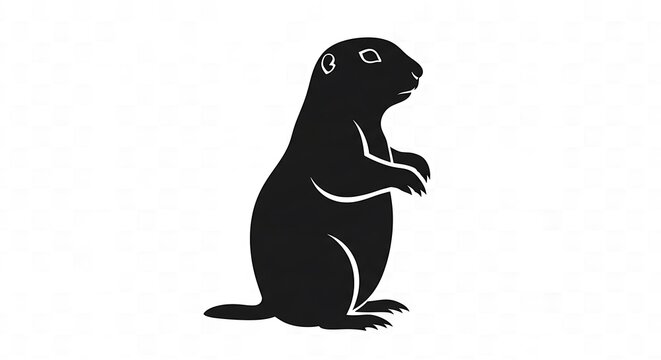 Illustration of a groundhog standing on its hind legs looking to the right side of the frame.