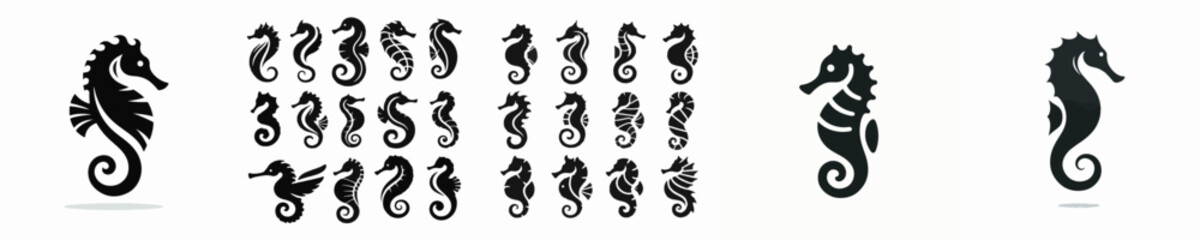 Seahorse Silhouette Collection Vector Illustrations © Fajar