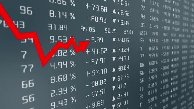 Business recession, market loss, investment downturn, and economic crisis data visualization, decrease in stats and economy concept showing financial decline
