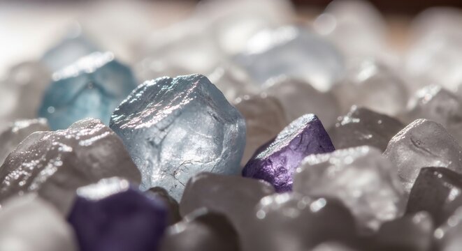 Rough cut gemstones on display.