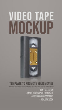 Old Video Cassette Mockup Pack. Vertical Stories Opener for Social Media.
