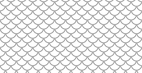 Fish scale pattern with seamless geometric texture. Vector illustration featuring dragon like reptile skin design in white and black. Perfect for fabric, wallpaper, or Asian inspired backgrounds. © 2olotarev