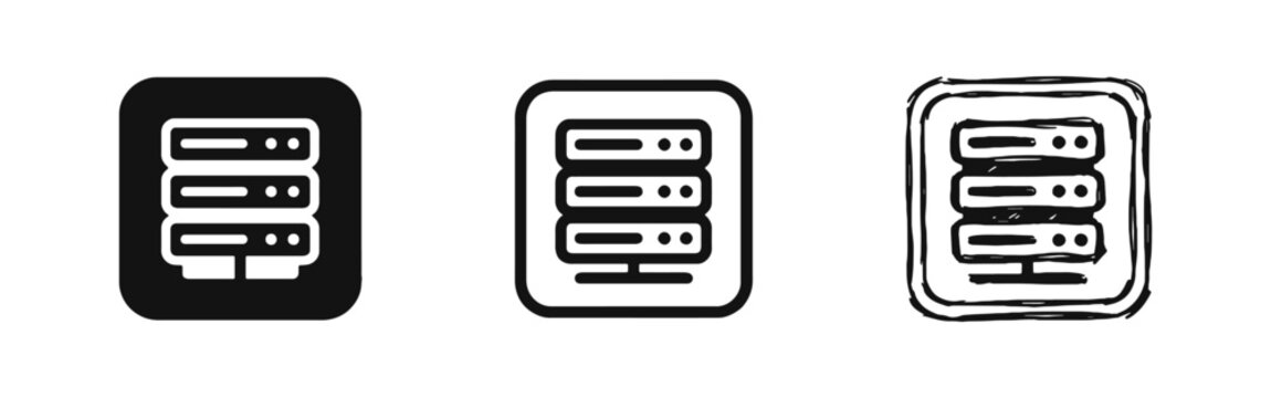 Computer Data Server Storage and Network Technology Icon Set