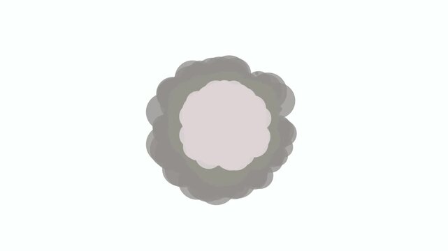 Animated smoke burst cartoon explosion on a white background. Comic cartoon smoke explode effects for creative projects