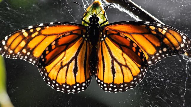 Monarch Butterfly Emerging from Chrysalis Macro Nature Transformation