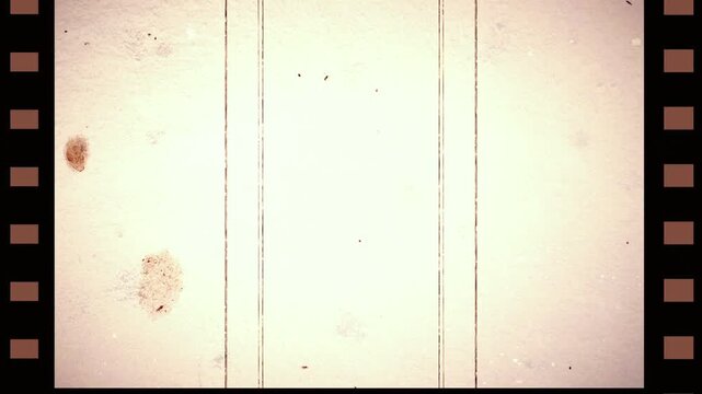 Vintage film leader texture with sprocket holes, dust and scratches for retro video editing