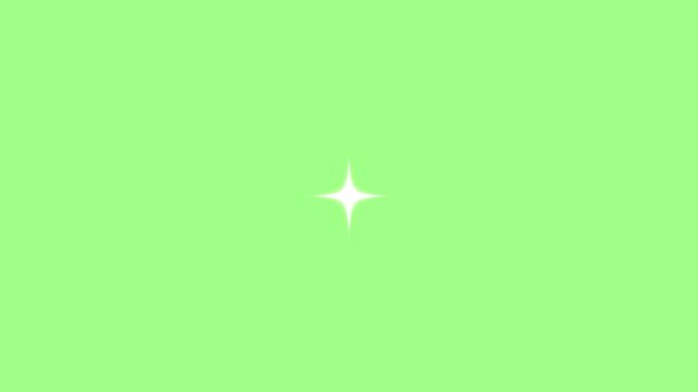 Tonight saga Star twinkling,white cartoon,white star blinking animation, Glow twinkle movement timeline, sparkling stars Shine animation, Twinkling star motion graphics with green background, 4k