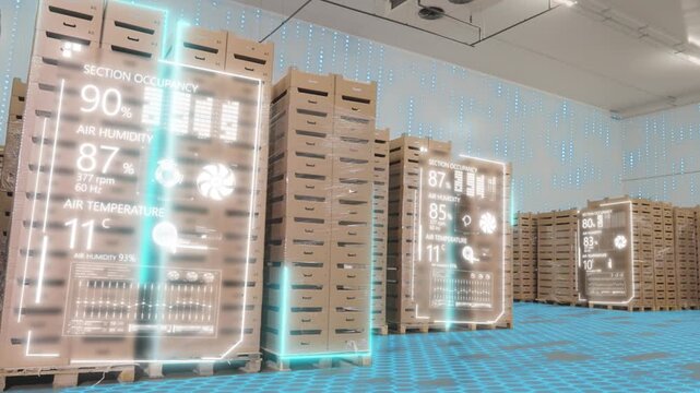 Large modern cold storage warehouse for storing vegetables and fruits inside. Large Cold Storage Logistics Warehouse for Vegetables Fruits Keeping. Inside. Indoor