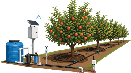 Smart irrigation system for an orchard with solar power © Mousumi