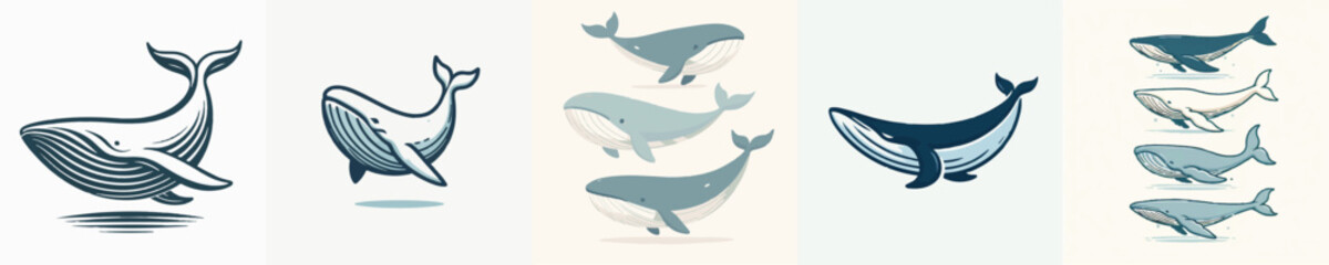 Obraz premium Whale Vector Illustration Collection