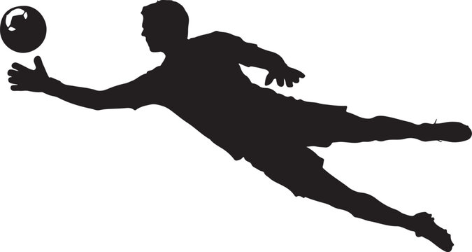 Athlete diving to catch a sports ball