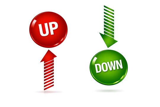 up and down arrows with red and green buttons for increase decrease