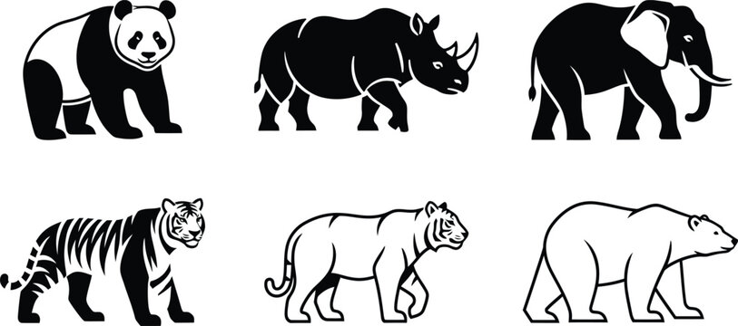 Black and white animal silhouettes a collection of majestic wildlife illustrations