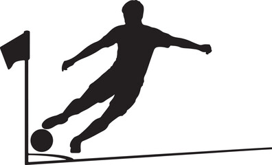 Silhouette soccer player kicking ball near corner flag © Masud
