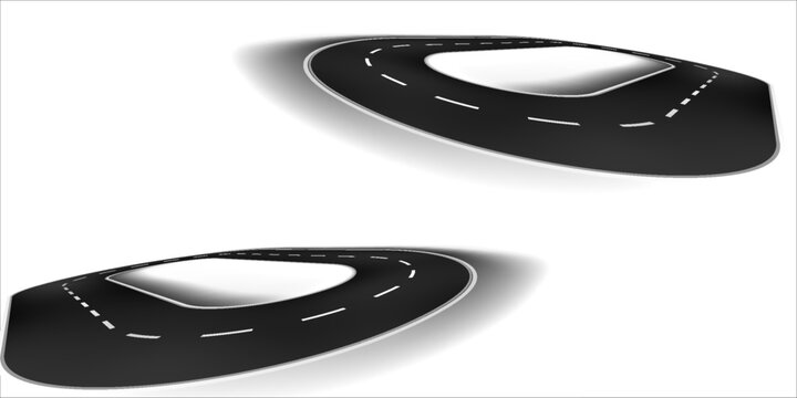 Tire trace track. Abstract wheels braking distances, tread silhouettes brushes. Isolated car or motorcycles vector trails. Tire vehicle, roaStraight Highway Road with Perspective, Vector Illustration.