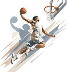 Basketball player dunking a ball with shadow effect © Nargis