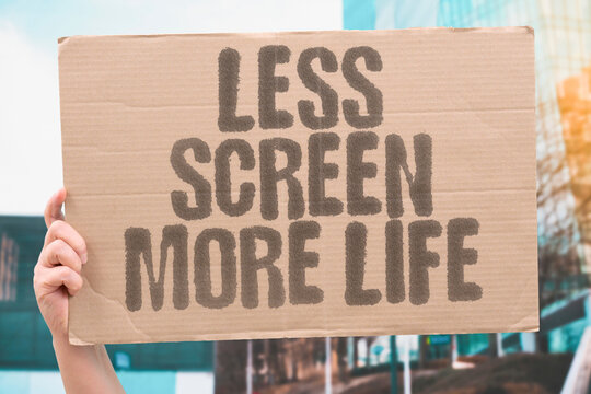 "Less Screen More Life" research confirms screen reduction measurably increases adult real-life satisfaction. SCREEN. REAL. OFFLINE. MODERN. LIFE.
