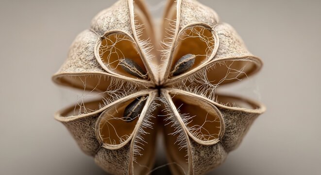 Intricate Seed Pod Structure with Natural Geometric Patterns.