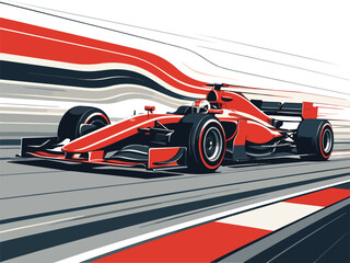 Fototapeta premium Red Formula 1 race car speeding on a track racing car