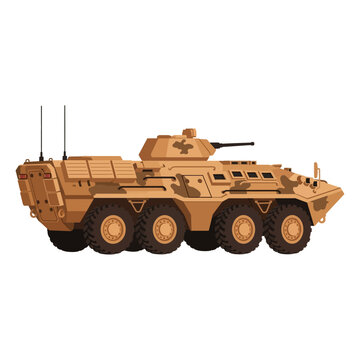 Desert Camouflage Armored Personnel Carrier Vector Illustration - Military Vehicle