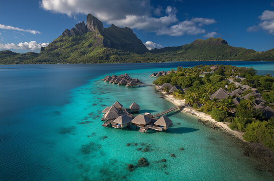 bora bora, a service in the style of nl, with overwater huts