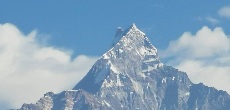 snow covered mountain Machhapuchhre aka Fishtail mountain