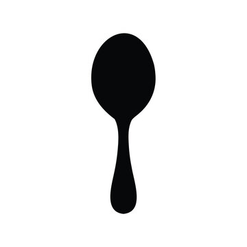 Simple black silhouette illustration of an elegant spoon on a white background